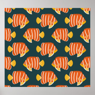 Fisk Frenso: Vintage Sömlös design Poster