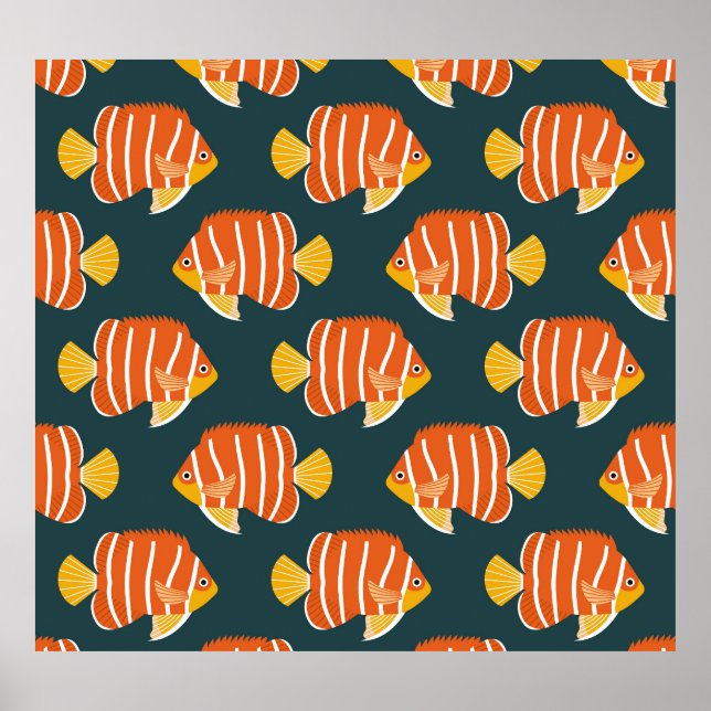 Fisk Frenso: Vintage Sömlös design Poster (Framsidan)