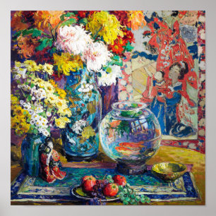 Fisk, frukt och blommor av Kathryn Evelyn Cherry Poster