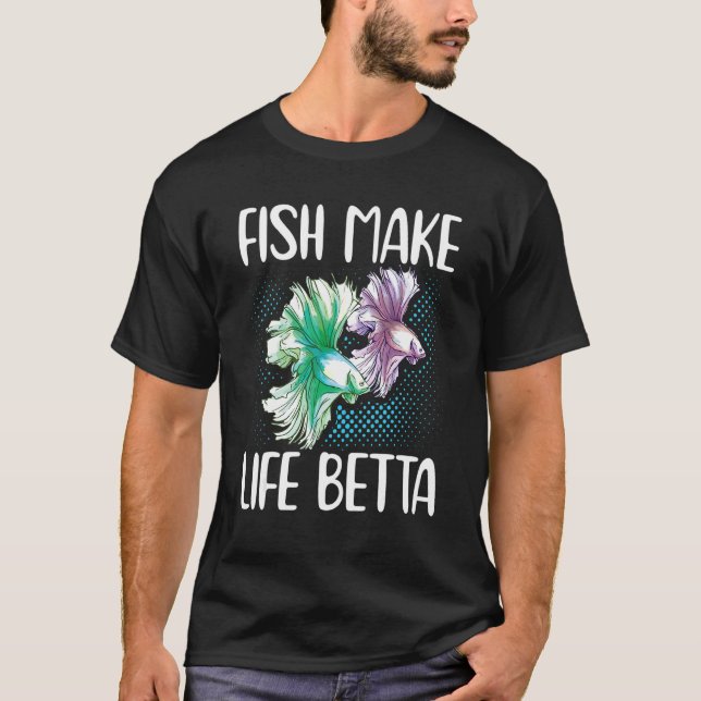 Fisk gör livet bättre siamesisk kampfisk t shirt (Framsida)