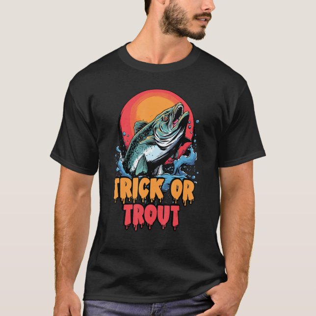 Fisk Halloween-kostym Fiskare Fiske Trick Or  T Shirt (Framsida)