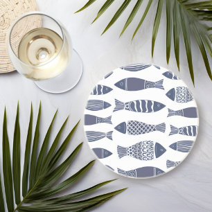 Fisk i blått och vitt underlägg