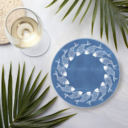 Fisk i blått och vitt underlägg