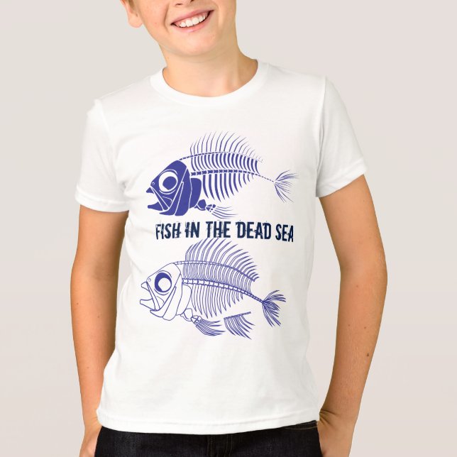 "Fisk i Döda havet" med fiskskelett T-shirt (Framsida)