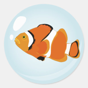 Fisk i en bubbla runt klistermärke