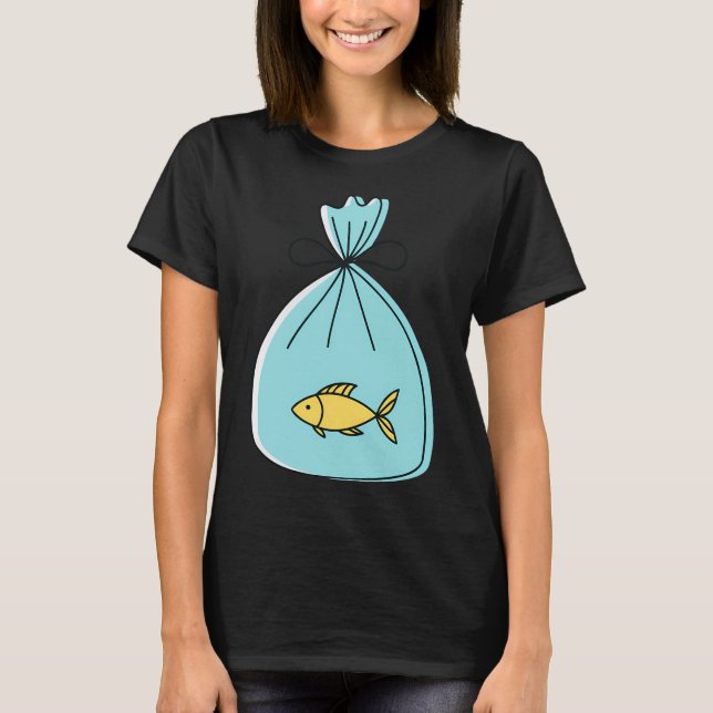 Fisk i en bunden plastpåse t shirt (Framsida)