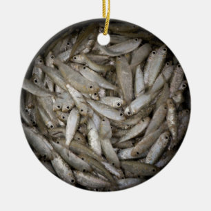 Fisk i en fat julgransprydnad keramik