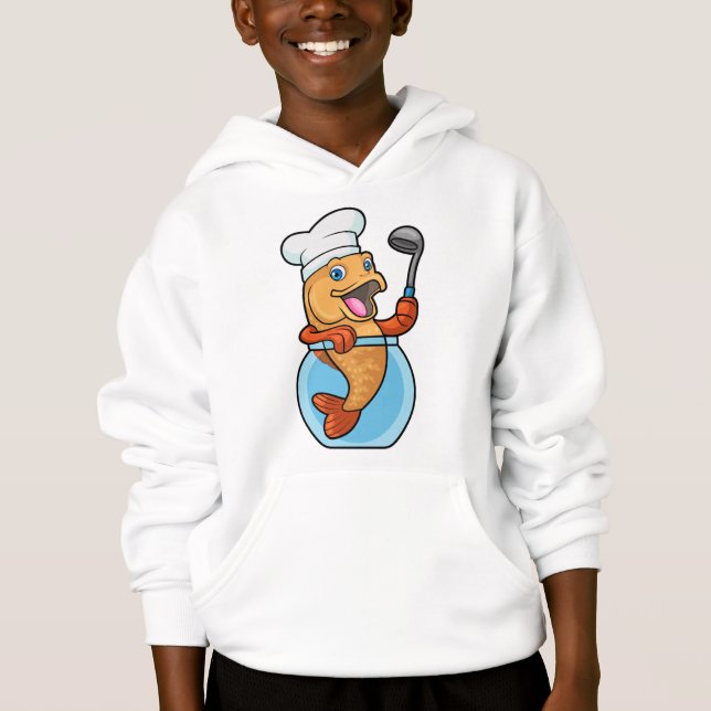 Fisk i glas som Cook med Soppa-sked T Shirt (Framsida)
