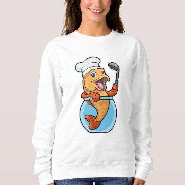 Fisk i glas som Cook med Soppa-sked T Shirt (Framsida)