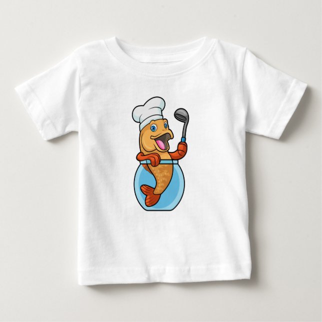 Fisk i glas som Cook med Soppa-sked T Shirt (Framsida)