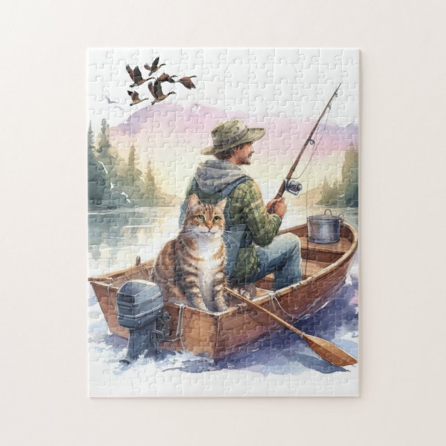 Fisk i Manar med katter Cute Cat Lover Puzzle Pussel (Vertikal)