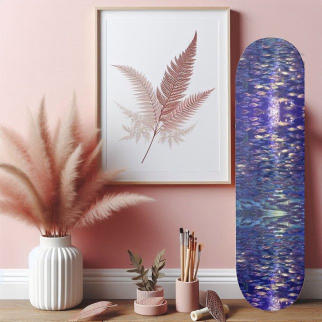 Fisk i oceanen mini skateboard bräda 18,5 cm (Diffused Light in Blue Ocean with School of Fish Skateboard)