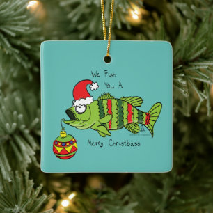 Fisk Julbass Fiskecutets Tecknad Julgransprydnad Keramik