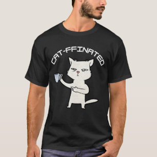 Fisk kaffemönsterluddig kattdesign t shirt