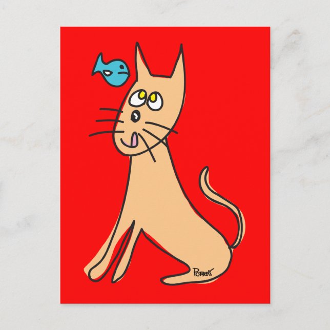 Fisk & Katt Postkort Vykort (Framsida)