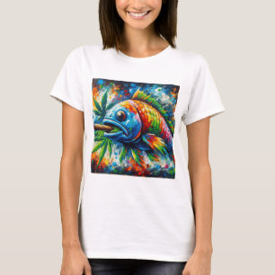 Fisk konst av färgad Abstrakt T Shirt