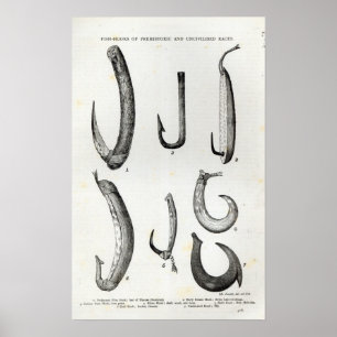 Fisk-krok av förhistorisk och ociviliserad poster