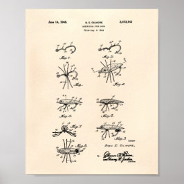 Fisk Lure 1949 Patent Art Old Peper Poster
