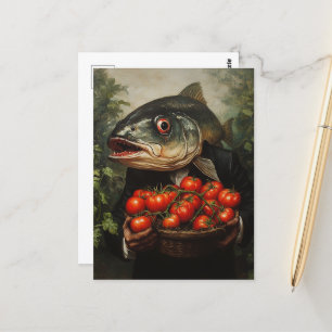 Fisk med Basket-Fullt Tomater Vykort