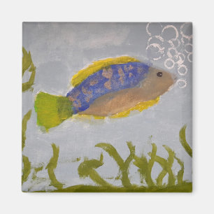fisk med bubblor som målar magnet