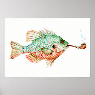 Fisk med en pipa poster