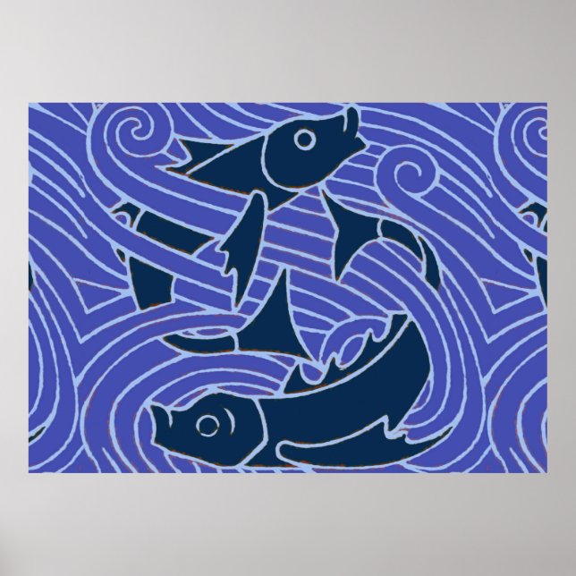 Fisk med fetstil Simning av havsabborre Poster (Framsidan)