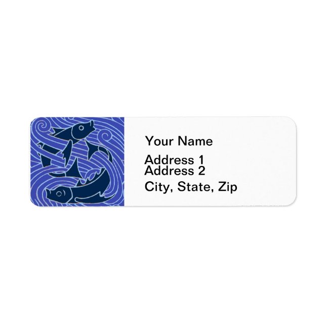 Fisk med fetstil Simning av havsabborre Returadress Etikett (Framsidan)