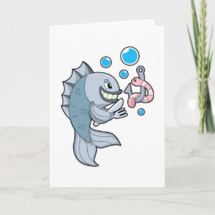 Fisk med fiskkrok & mask kort