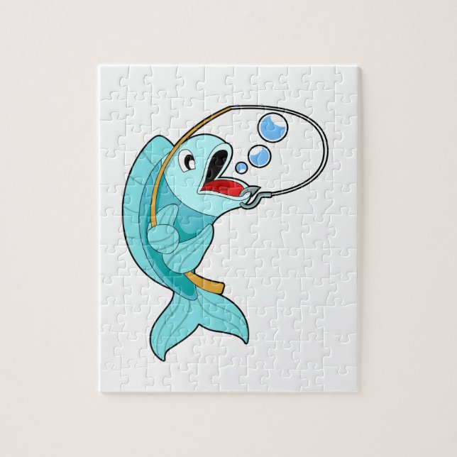 Fisk med fiskstav pussel (Vertikal)