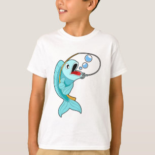 Fisk med fiskstav t shirt