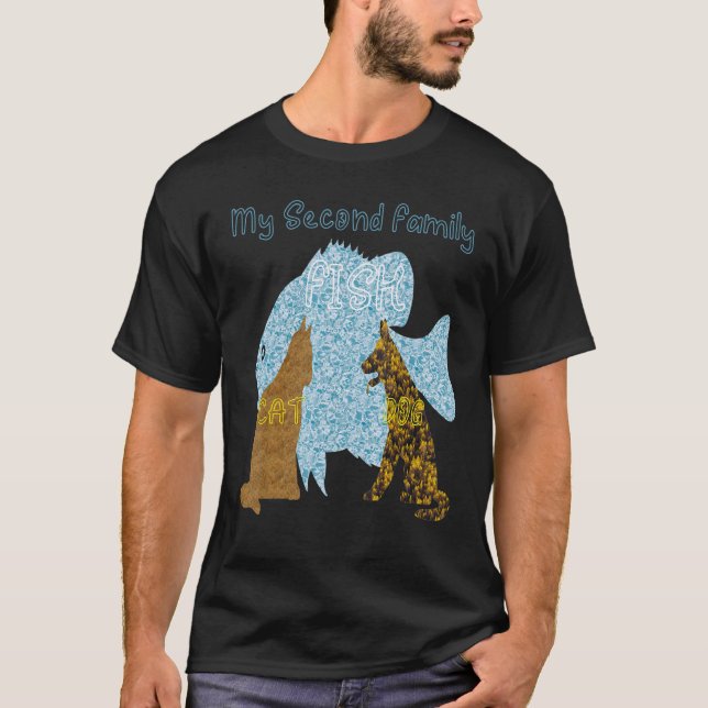 Fisk Med Hund Och Katt T Shirt (Framsida)