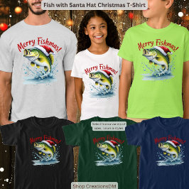 Fisk med jultomten jul t shirt