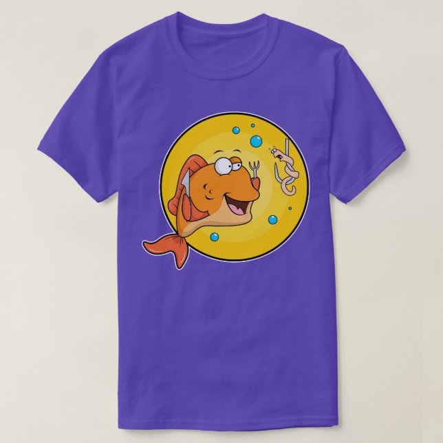Fisk med Knivar och gaffel T Shirt (Design framsida)