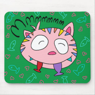 Fisk Mousepad för Handrawn kattungekärlek Musmatta