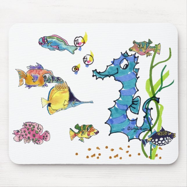 Fisk Mousepads för tecknad för tecknadSeahorse Musmatta (Framsidan)
