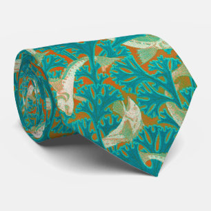 FISK OCH ALGER BLÅ GULTEN Art nouveau Mönster Slips