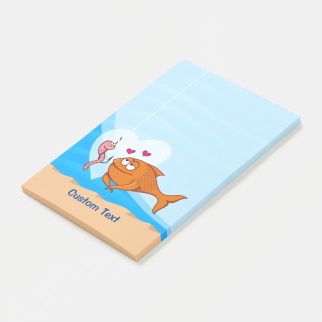 Fisk och bete i Kärlek Post-it Block (Vinklad)