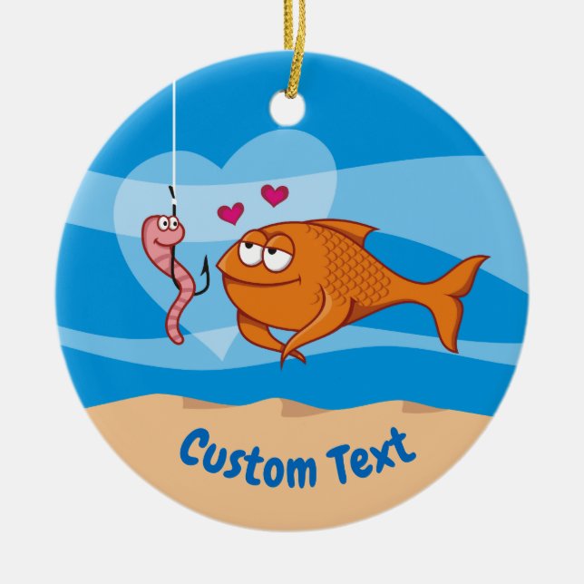 Fisk och bete i prydnadsfiskar från Kärlek Julgransprydnad Keramik (Framsidan)