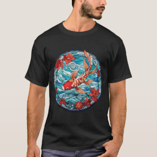 Fisk och Camellias av glasaktigt asiatiskt Stil Ko T Shirt