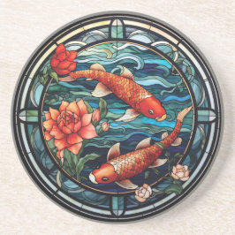Fisk och Camellias av glasaktigt asiatiskt Stil Ko Underlägg