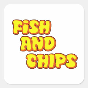 fisk och chip fyrkantigt klistermärke