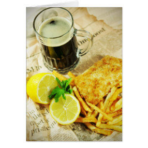 Fisk och chip hälsningskort