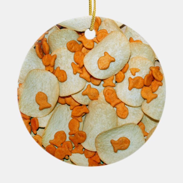 Fisk och Chip Julgransprydnad Keramik (Framsidan)