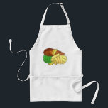 Fisk och Chip Peas British Pub Chip Shop Takeaway Förkläde<br><div class="desc">Utformningen är en originalmarkör som illustrerar traditionell brittisk fisk och chip, bestående av slagrad torsk som serveras med chip, svampärtor och en kilo citron. En stapel på cuisine från brittiska pub. Perfekt för din favoritfodie. Denna fisk- och chip-design finns också tillgänglig på andra produkter. Det finns också många fler brittiska...</div>