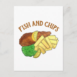 Fisk och Chip Peas British Pub Chip Shop Takeaway Vykort