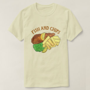 Fisk och Chip Peas British Pub Restaurant Food T Shirt