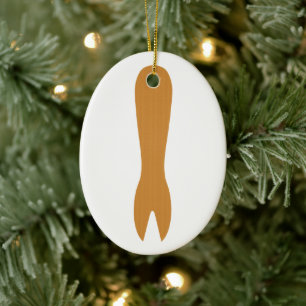 Fisk och Chip Shop Wooden Fork Julgransprydnad Keramik