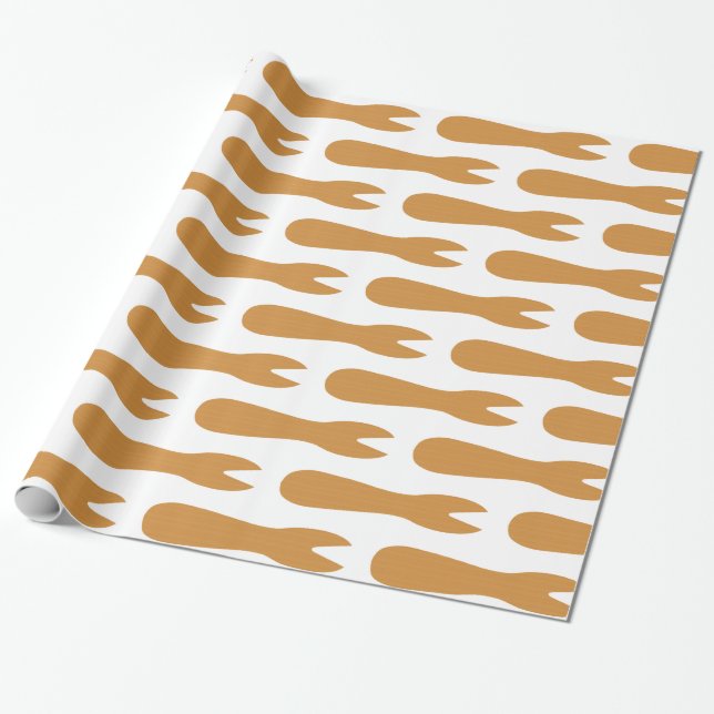 Fisk och Chip Shop Wooden Fork Presentpapper (Utrullad)