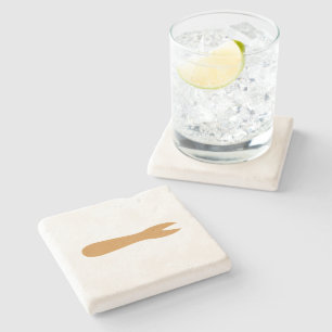 Fisk och Chip Shop Wooden Fork Stenunderlägg