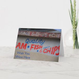 Fisk och Chip-skylt om att du var här Kort